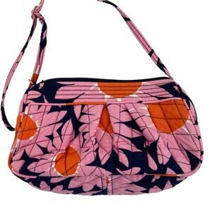 Vera Bradley Frannie Quilted Crossbody Bag Pink Orange Blue Small Handbag